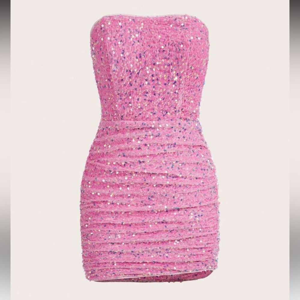 Pink Sequin Mini Dress